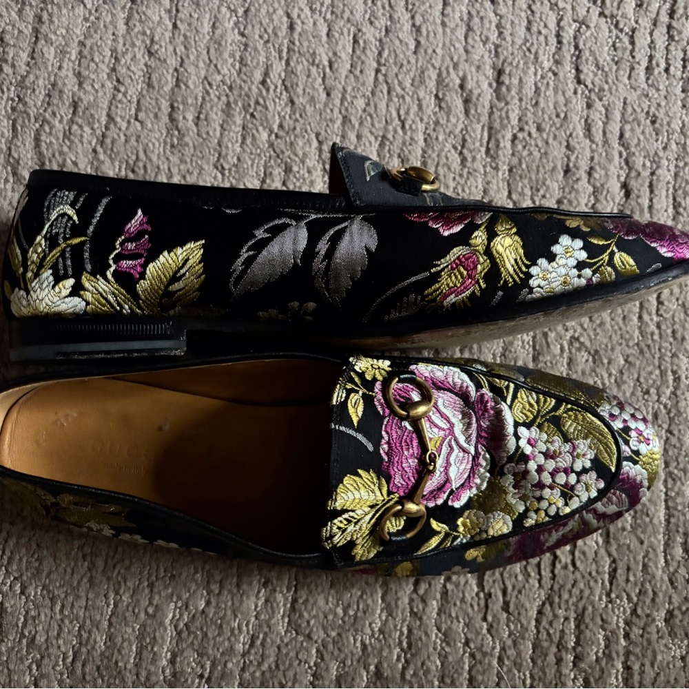 Gucci Floral Embroidered Women's Loafers Size 40 - Picture 7 of 9